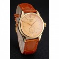 Rolex Cellini Gold Dial Gold Case Light Brown Leather Strap