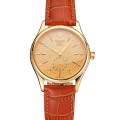 Rolex Cellini Gold Dial Gold Case Light Brown Leather Strap