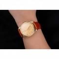 Rolex Cellini Gold Dial Gold Case Light Brown Leather Strap