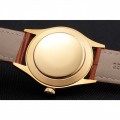 Rolex Cellini Gold Dial Gold Case Light Brown Leather Strap