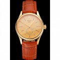 Rolex Cellini Gold Dial Gold Case Light Brown Leather Strap