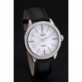 Rolex Cellini Time Silver Case White Dial Black Leather Bracelet 622653