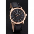 Rolex Cellini Time Rose Gold Case Black Dial Black Leather Bracelet 622656