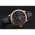 Rolex Cellini Time Rose Gold Case Black Dial Black Leather Bracelet 622656