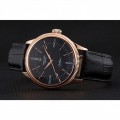 Rolex Cellini Time Rose Gold Case Black Dial Black Leather Bracelet 622656