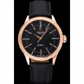 Rolex Cellini Time Rose Gold Case Black Dial Black Leather Bracelet 622656