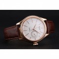 Rolex Cellini White Rose Dial Gold Case Brown Leather Bracelet 622725