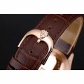 Rolex Cellini White Rose Dial Gold Case Brown Leather Bracelet 622725