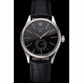 Rolex Cellini Black Dial Stainless Steel Case Black Leather Strap