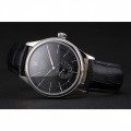 Rolex Cellini Black Dial Stainless Steel Case Black Leather Strap