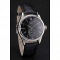 Rolex Cellini Black Dial Stainless Steel Case Black Leather Strap