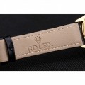 Rolex Cellini Date White Dial Gold Case Black Leather Strap