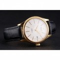 Rolex Cellini Date White Dial Gold Case Black Leather Strap