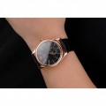 Rolex Cellini Black Dial Rose Gold Case Black Leather Strap