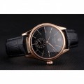 Rolex Cellini Black Dial Rose Gold Case Black Leather Strap