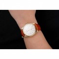Rolex Cellini White Guilloche Dial Gold Case Light Brown Leather Strap