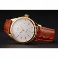 Rolex Cellini White Guilloche Dial Gold Case Light Brown Leather Strap