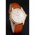 Rolex Cellini White Guilloche Dial Gold Case Light Brown Leather Strap