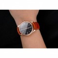 Rolex Cellini Black Dial Roman Numerals Rose Gold Case Light Brown Leather Strap