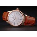 Rolex Cellini White Dial Roman Numerals Rose Gold Case Light Brown Leather Strap