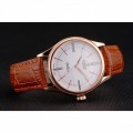 Rolex Cellini White Dial Roman Numerals Rose Gold Case Light Brown Leather Strap