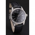 Rolex Cellini Date Black Dial Stainless Steel Case Black Leather Strap