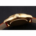 Rolex Cellini Date Gold Guilloche Dial Gold Case Light Brown Leather Strap