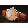 Rolex Cellini Date Gold Guilloche Dial Gold Case Light Brown Leather Strap