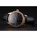 Rolex Cellini Date Black Dial Rose Gold Markings Rose Gold Case Black Leather Strap