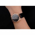 Rolex Cellini Date Black Dial Rose Gold Markings Rose Gold Case Black Leather Strap