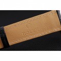 Rolex Cellini Blue Dial Gold Bezel Stainless Steel Case Black Leather Strap 622841