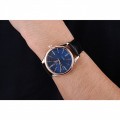 Rolex Cellini Blue Dial Gold Bezel Stainless Steel Case Black Leather Strap 622841