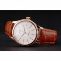 Rolex Cellini White Dial Rose Gold Case Brown Leather Strap
