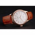 Rolex Cellini White Dial Rose Gold Case Brown Leather Strap