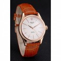 Rolex Cellini White Dial Rose Gold Case Brown Leather Strap