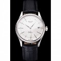 Rolex Cellini Date White Dial Stainless Steel Case Black Leather Strap