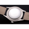 Rolex Cellini Date White Dial Stainless Steel Case Black Leather Strap