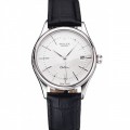 Rolex Cellini Date White Dial Stainless Steel Case Black Leather Strap