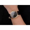 Rolex Cellini Black Dial Gold Markings Gold Case Black Leather Strap