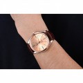 Rolex Cellini Gold Dial And Bezel Stainless Steel Case Brown Leather Strap 622840