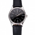 Rolex Cellini Black Dial Roman Numerals Stainless Steel Case Black Leather Strap
