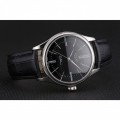 Rolex Cellini Black Dial Roman Numerals Stainless Steel Case Black Leather Strap