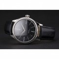 Rolex Cellini Black Dial Roman Numerals Stainless Steel Case Black Leather Strap