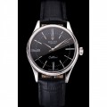 Rolex Cellini Black Dial Roman Numerals Stainless Steel Case Black Leather Strap