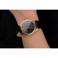 Rolex Cellini Black Dial Gold Case Black Leather Strap