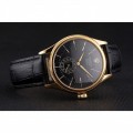 Rolex Cellini Black Dial Gold Case Black Leather Strap
