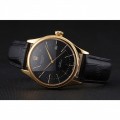 Rolex Cellini Date Black Dial Gold Case Black Leather Strap