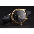 Rolex Cellini Date Black Dial Gold Case Black Leather Strap