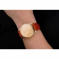 Rolex Cellini Gold Dial And Markings Gold Case Light Brown Leather Strap