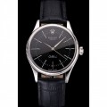Rolex Cellini Black Dial Steel Case Black Leather Strap